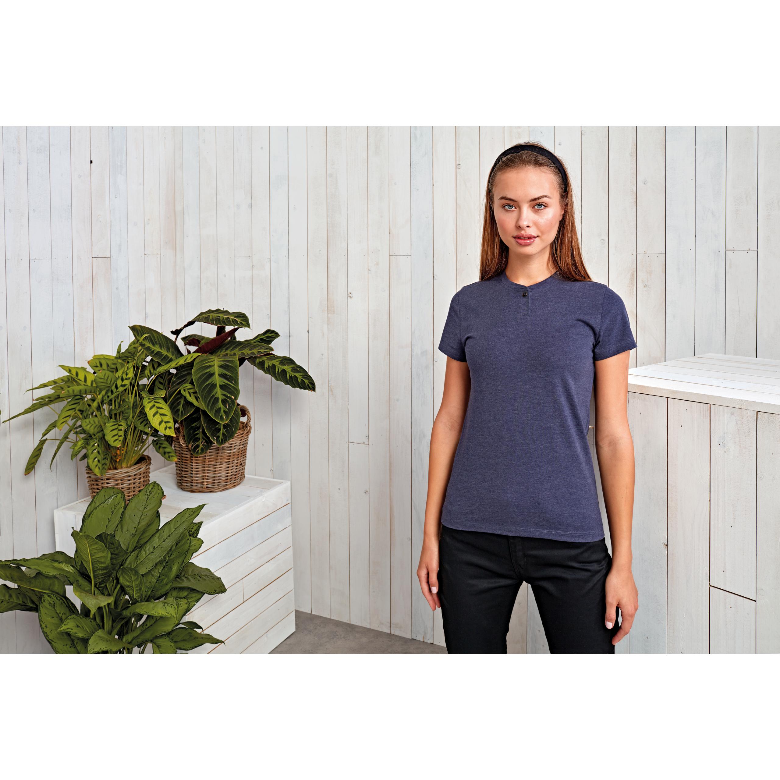 Premier - T-shirt col boutonné écoresponsable femme " Comis" - Black - XS