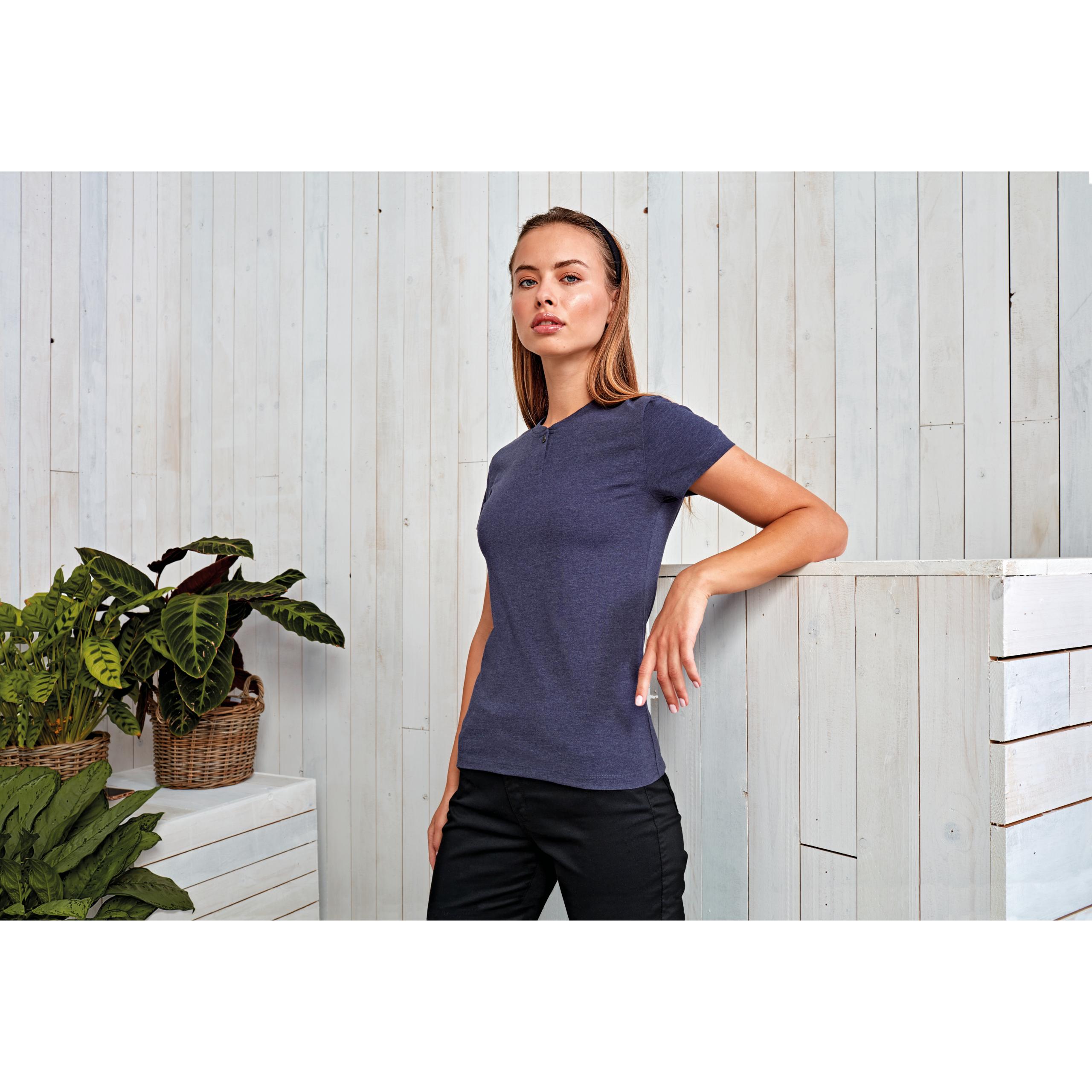 Premier - T-shirt col boutonné écoresponsable femme " Comis" - Black - XS