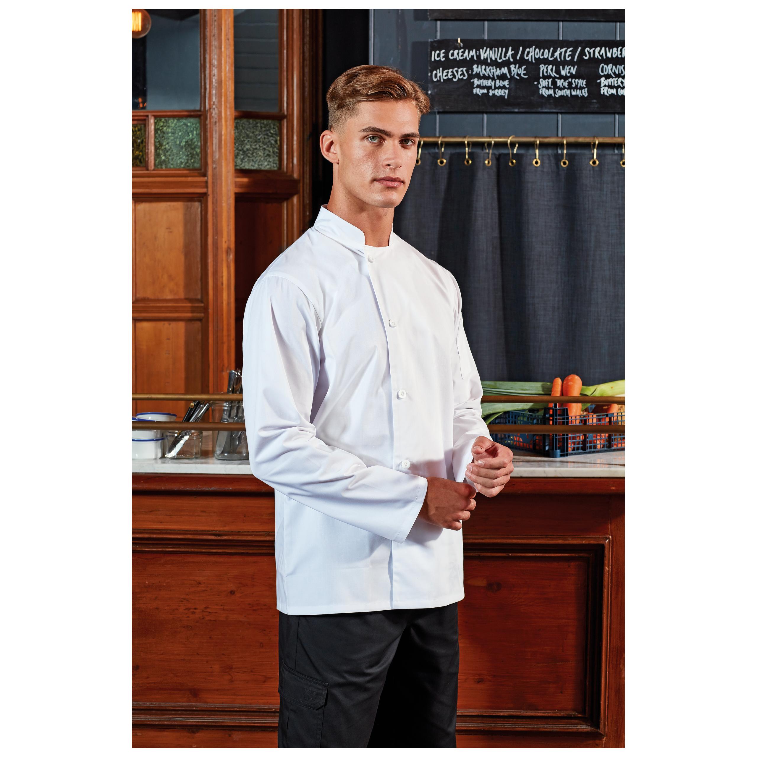 Premier - Veste chef cuisinier manches longues "Essential" - Black - XS