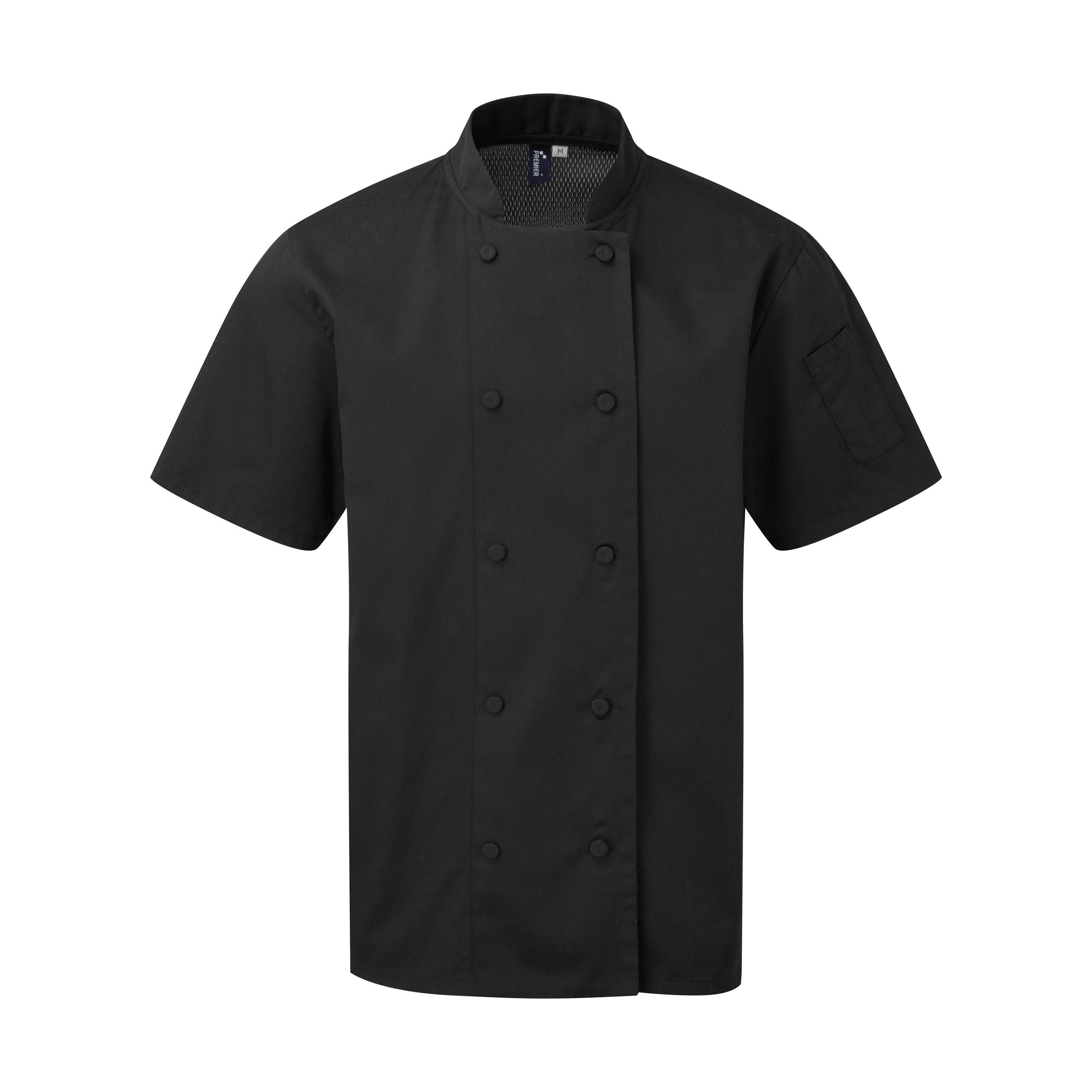 Premier - Veste chef cuisinier manches courtes Coolchecker® - Black - XS