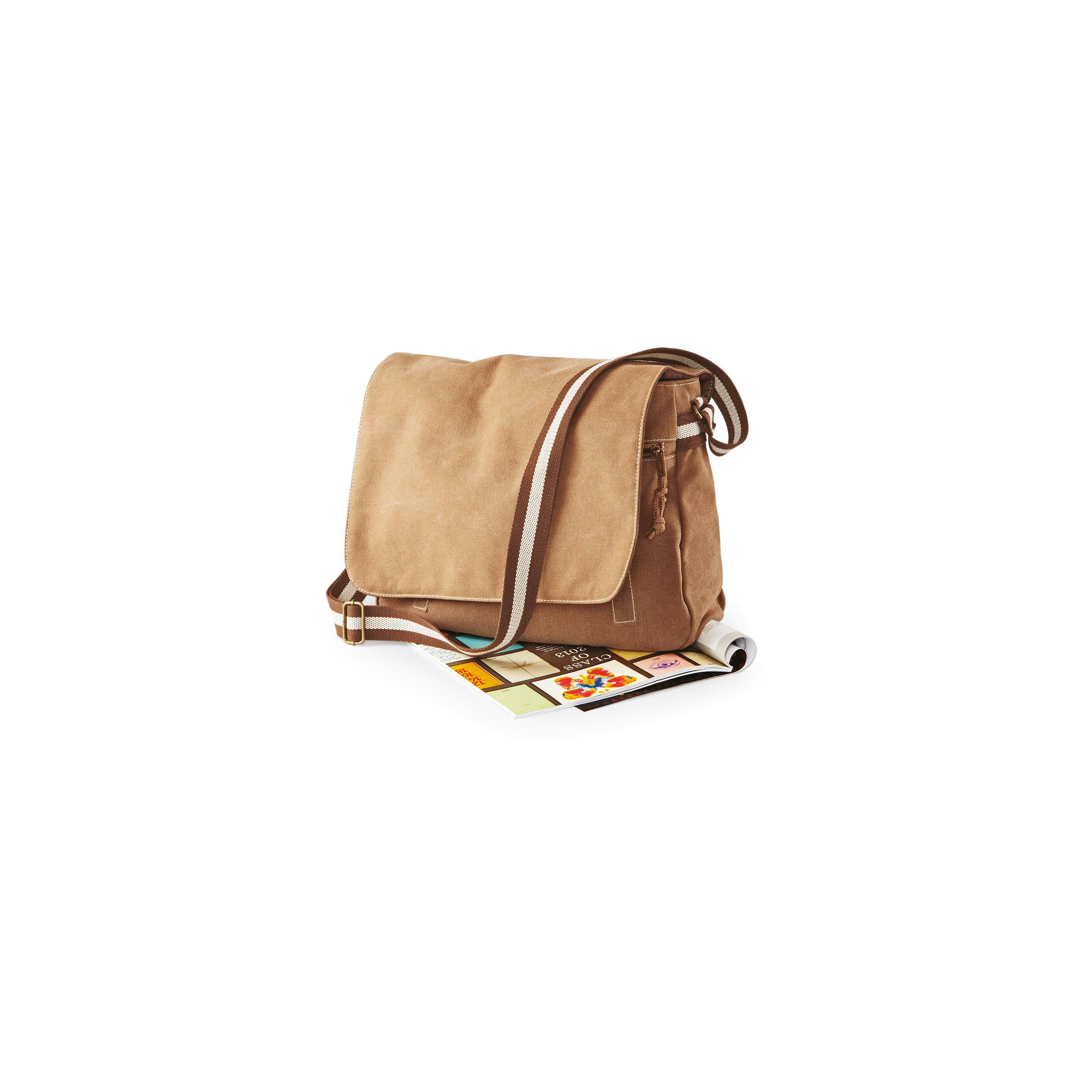 Quadra - Sac courrier vintage en toile - Sahara - One Size