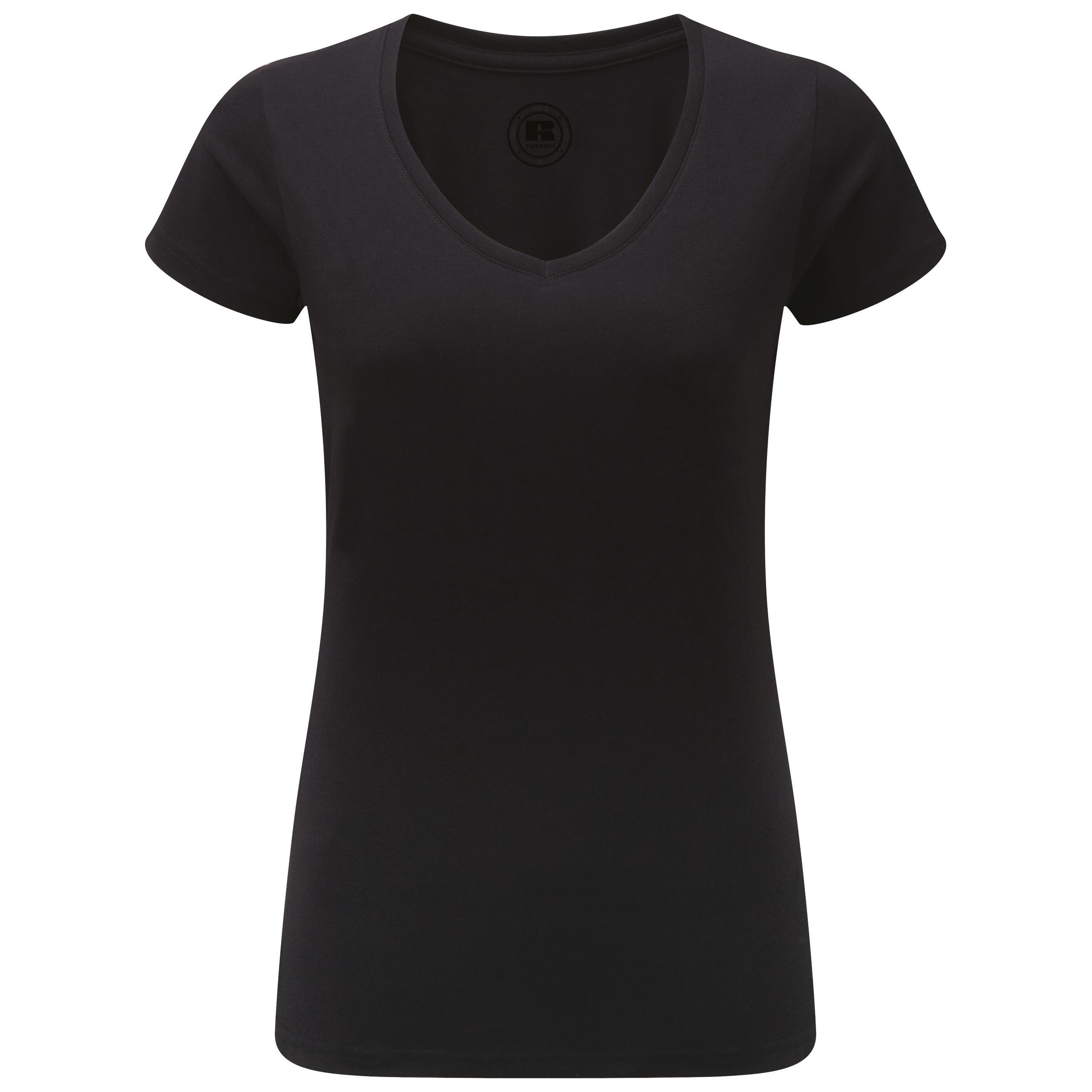 Russell - T-shirt Femme Col V HD - Black - M