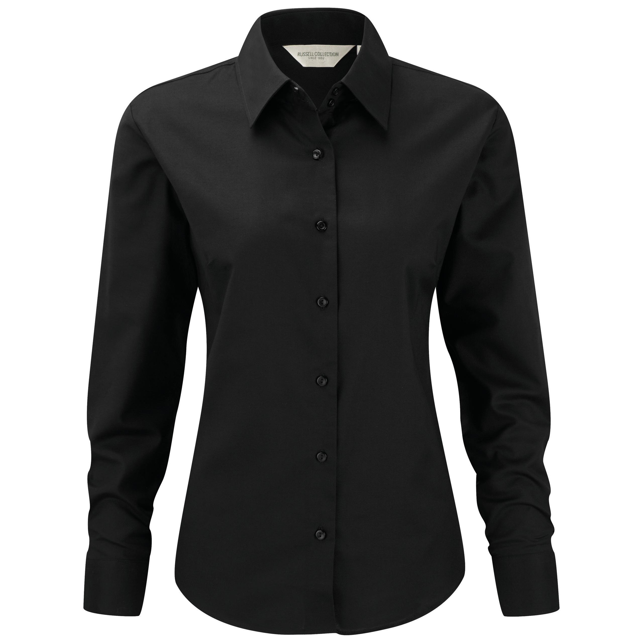 Russell - CHEMISE FEMME MANCHES LONGUES OXFORD - Black - 3XL