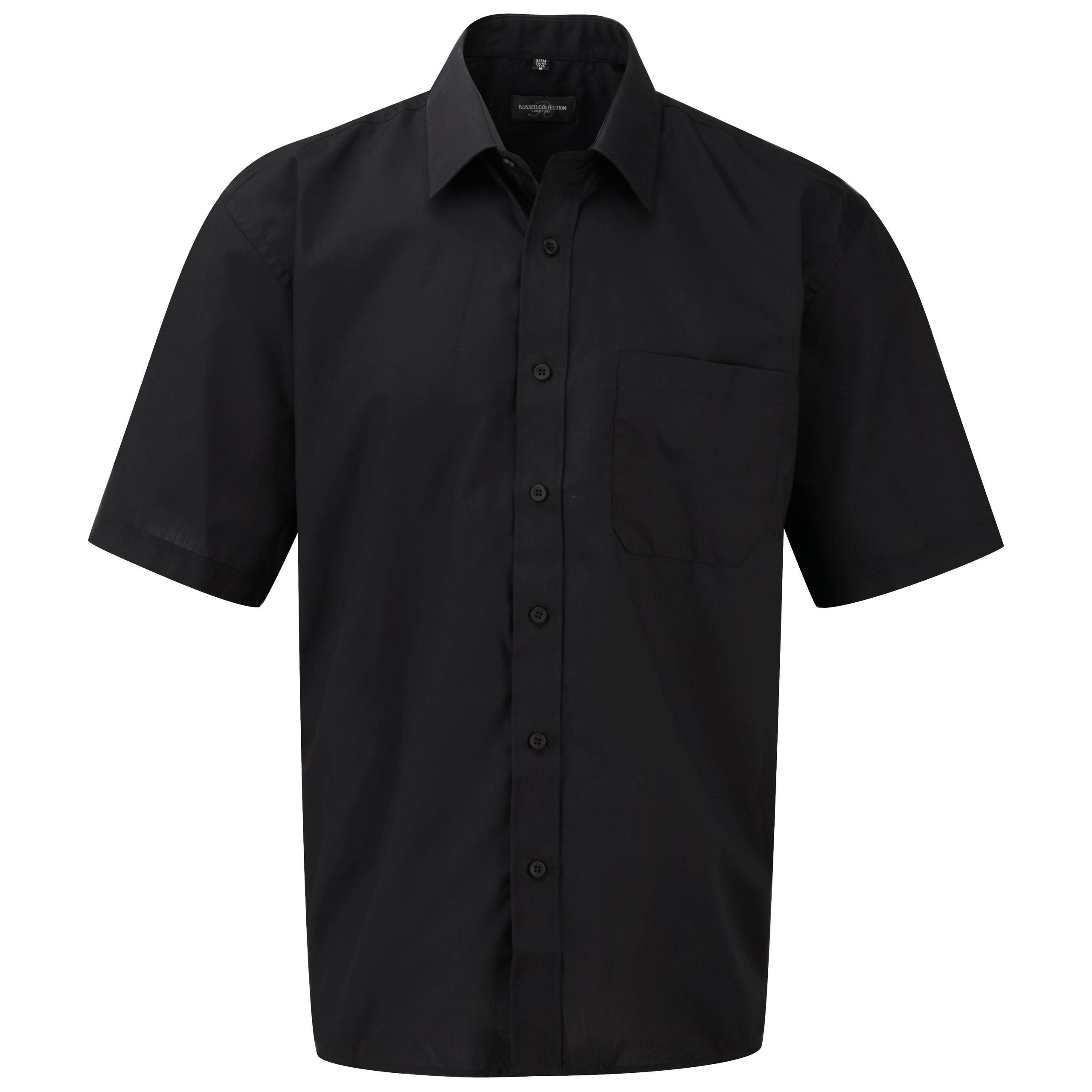 Russell - CHEMISE HOMME POPELINE POLYCOTON MANCHES COURTES - Black - S