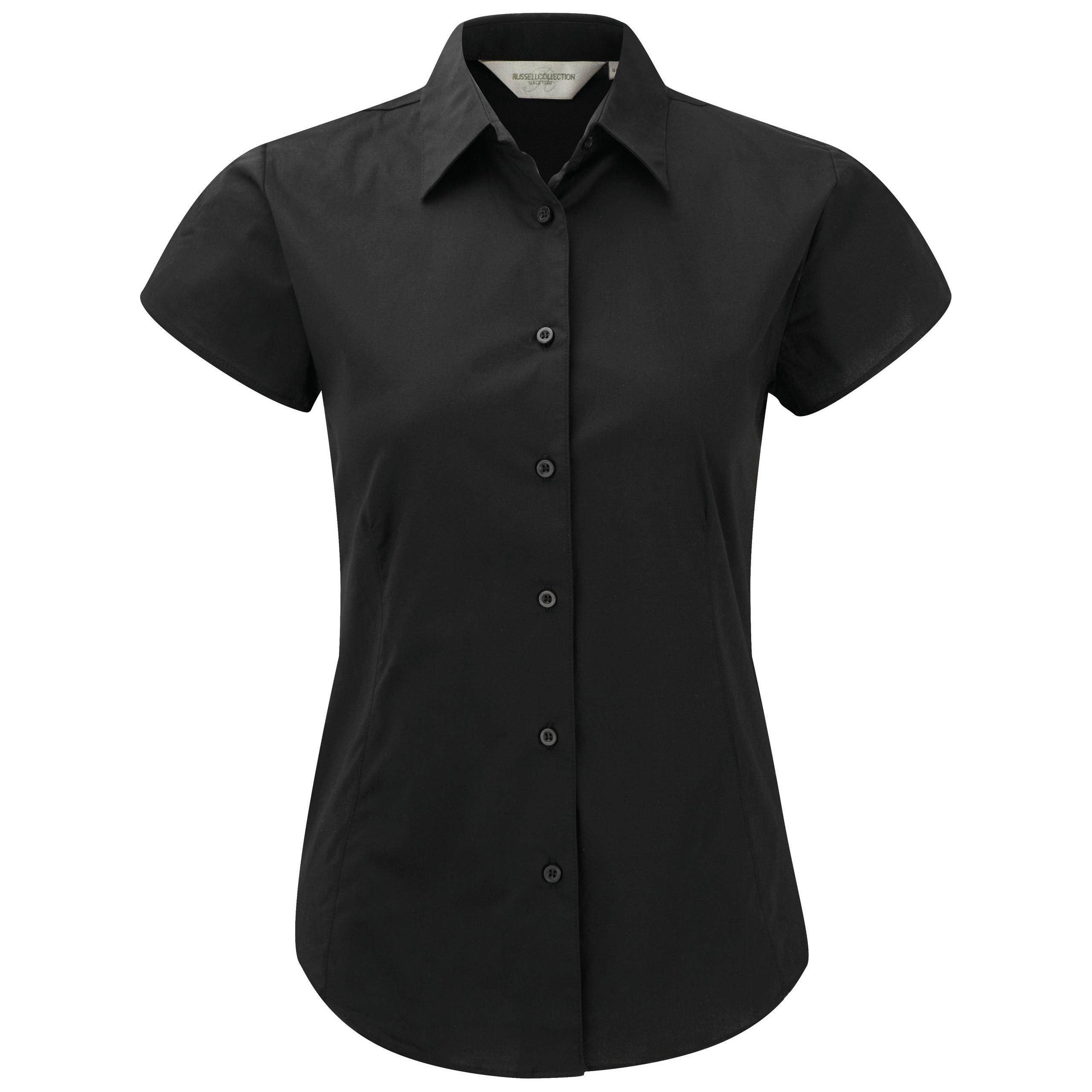 Russell - CHEMISE FITTÉE FEMME MANCHES COURTES - Black - S