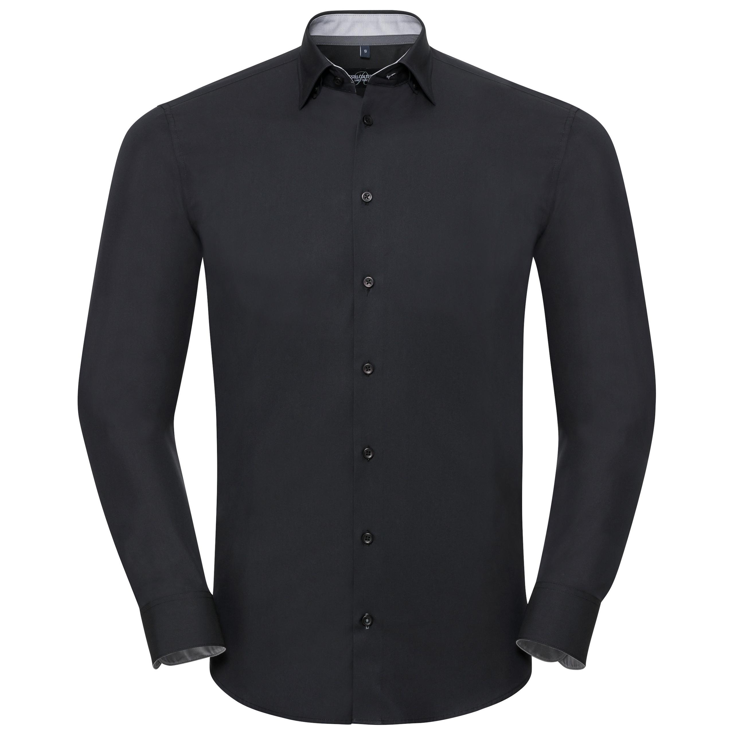 Russell - CHEMISE ULTIMATE STRETCH MANCHES LONGUES - Black / Oxford Grey / Convoy Grey - 3XL