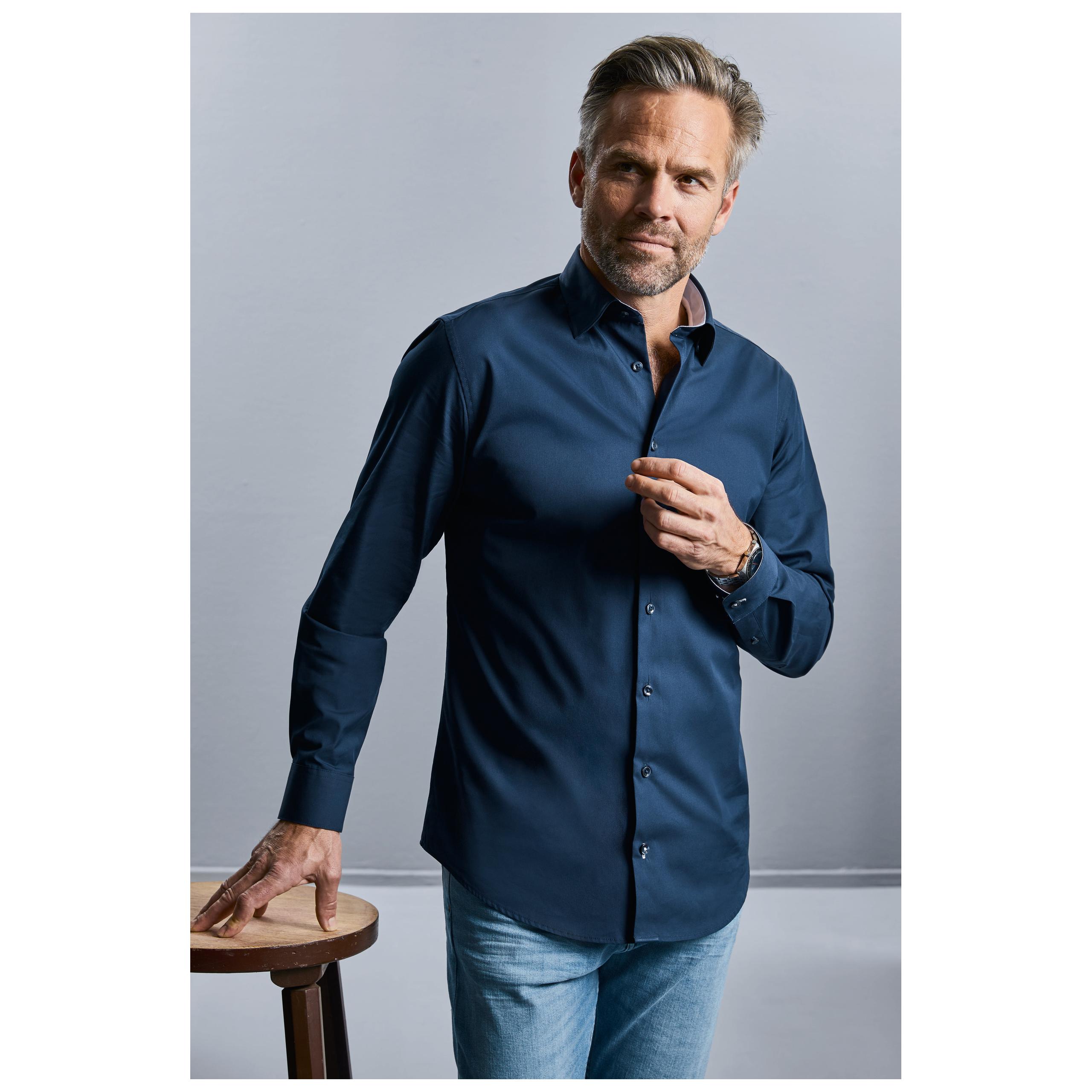 Russell - CHEMISE ULTIMATE STRETCH MANCHES LONGUES - Black / Oxford Grey / Convoy Grey - 3XL