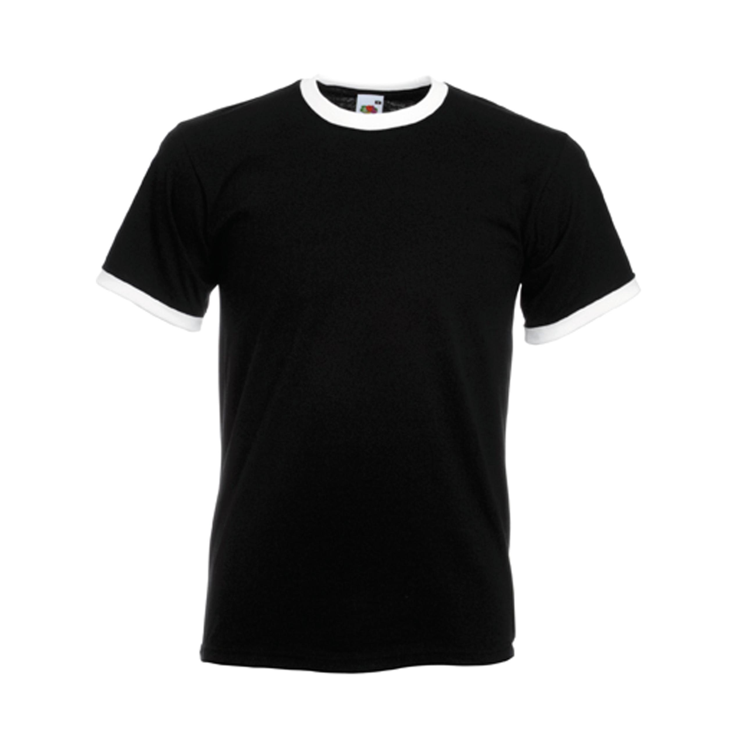 Fruit of the Loom - T-SHIRT RINGER VALUEWEIGHT - Black / White - 3XL