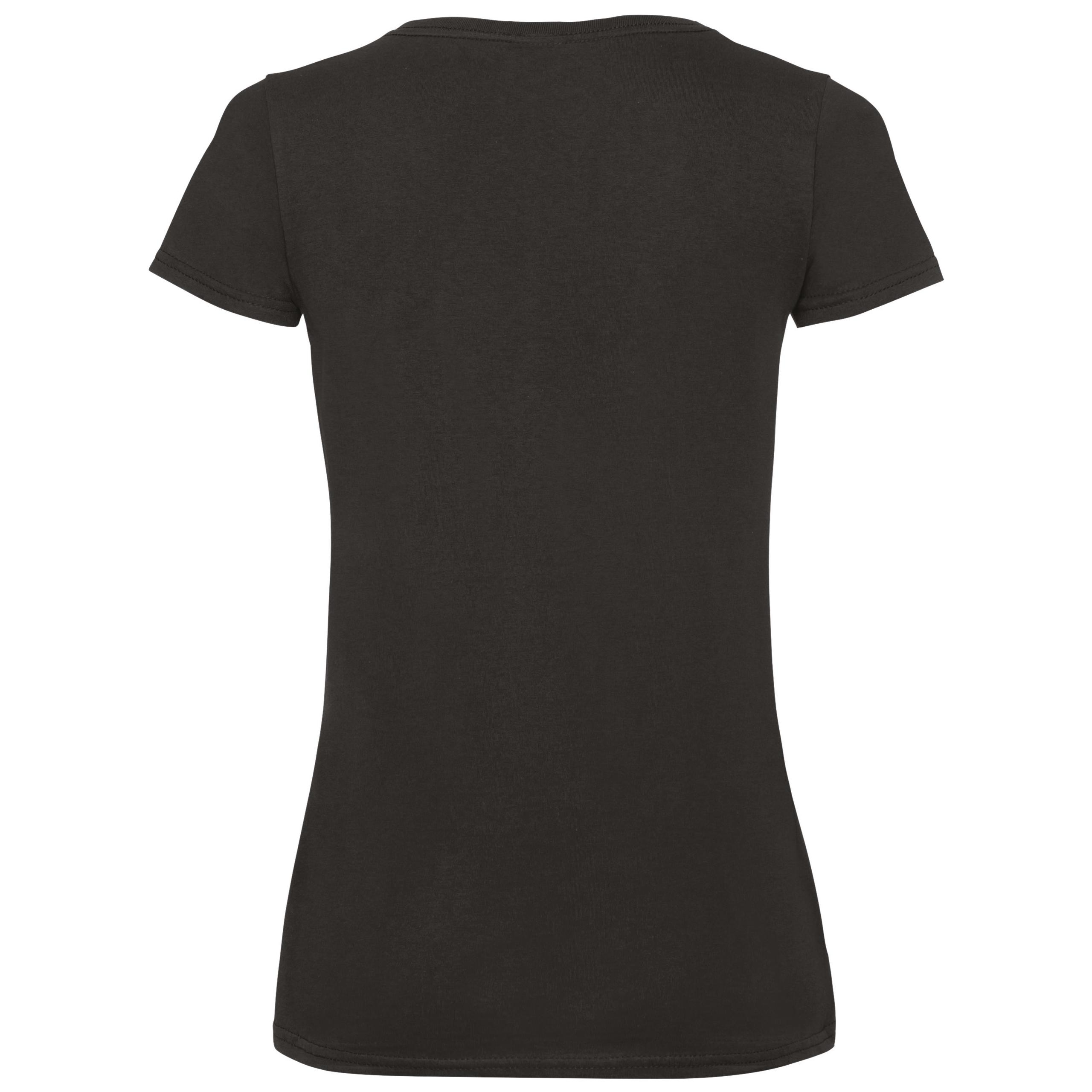 Fruit of the Loom - T-SHIRT FEMME COL V VALUEWEIGHT (61-398-0) - Black - XS