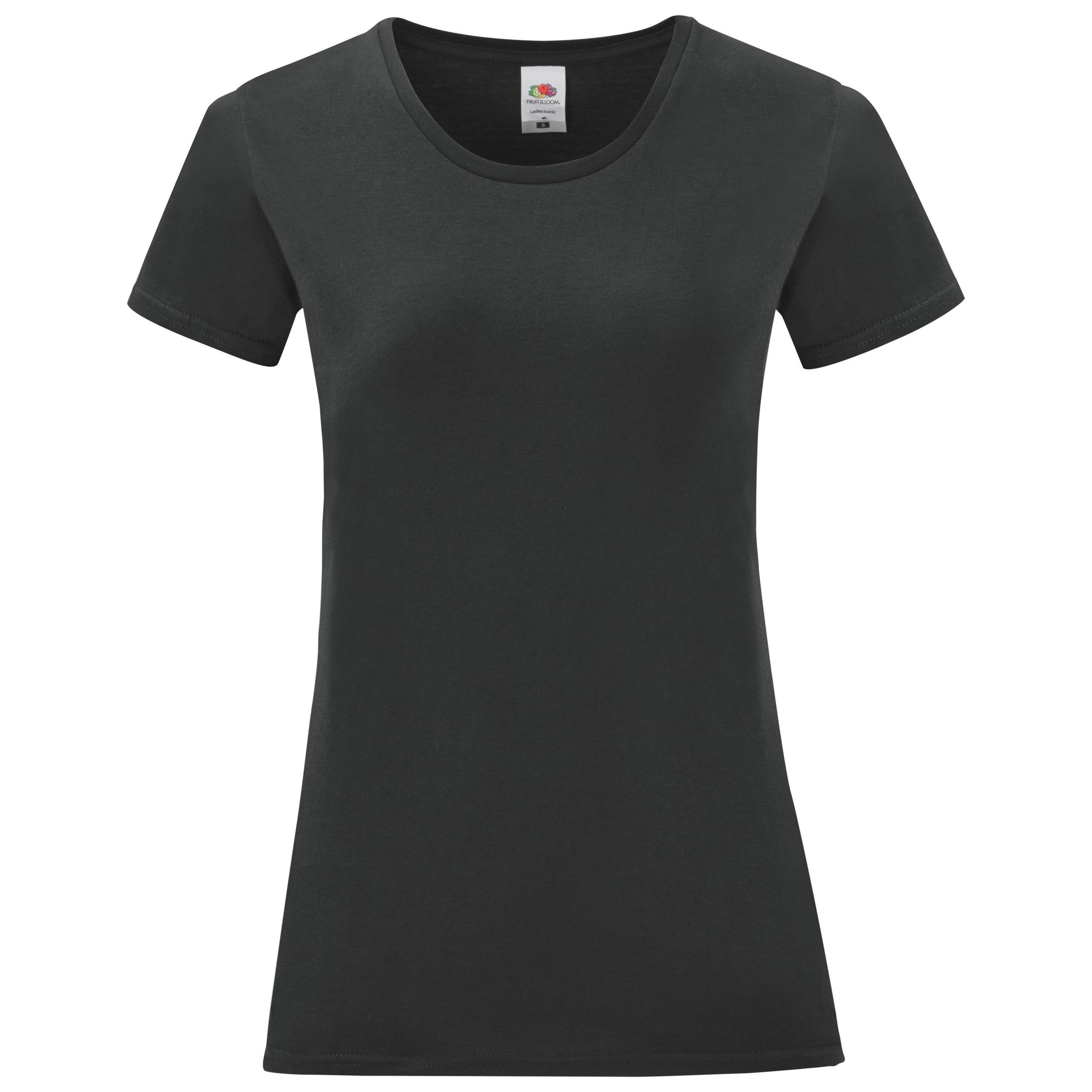 Fruit of the Loom - T-shirt femme Iconic-T - Black - L