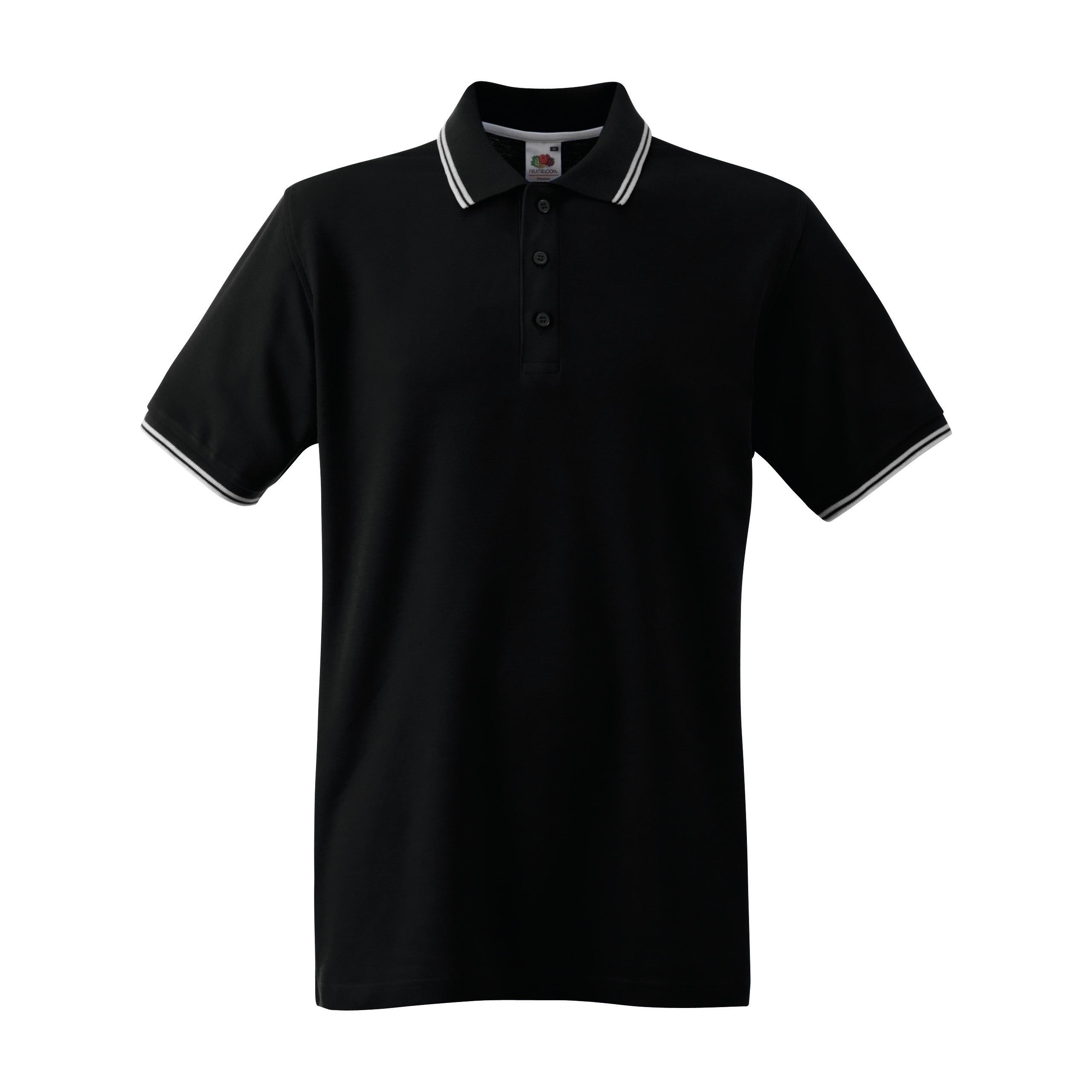 Fruit of the Loom - POLO PREMIUM AVEC LISERÉ (63-032-0) - Black / White - M