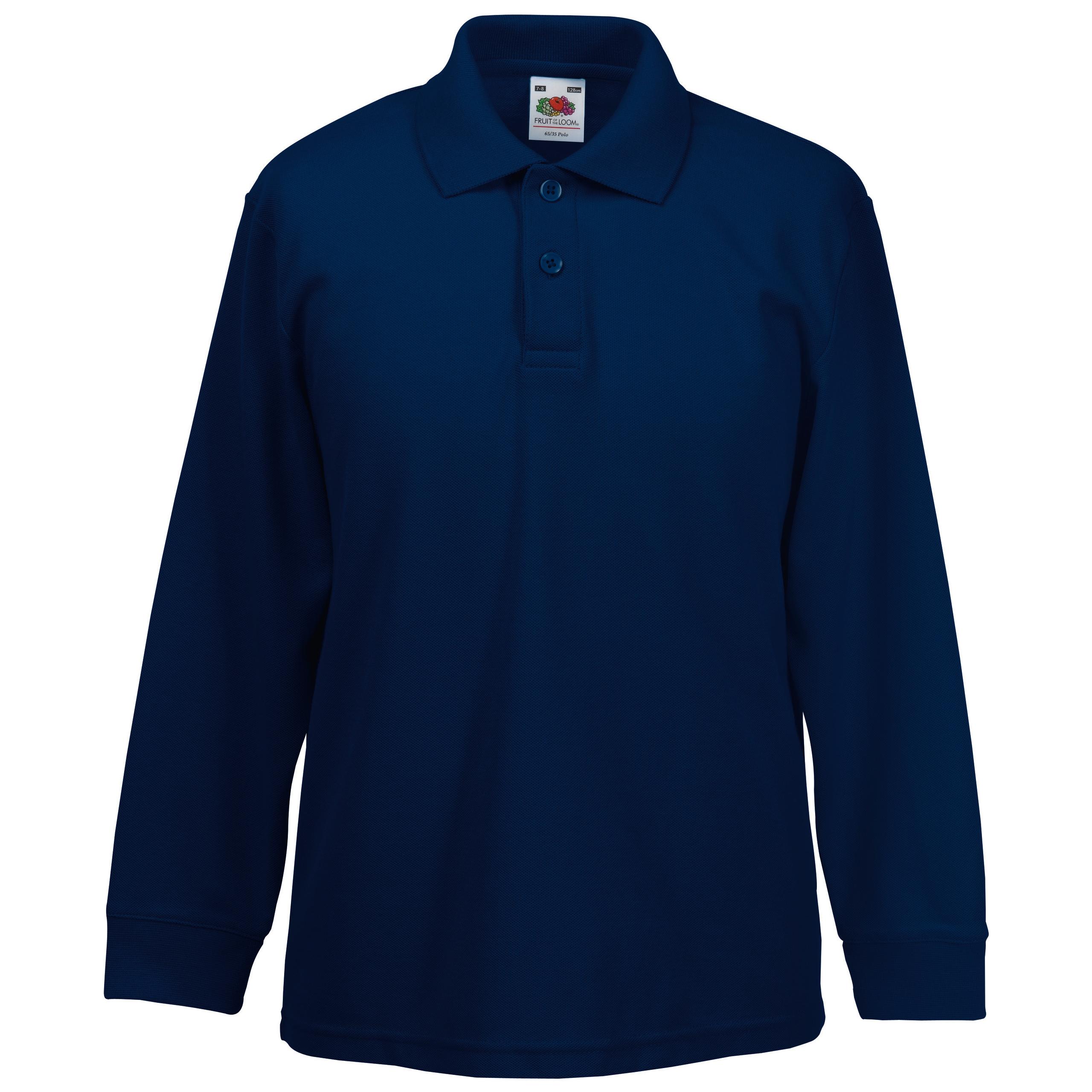 Fruit of the Loom - Polo enfant 65/35 manches longues - Deep Navy - 12/13 ans