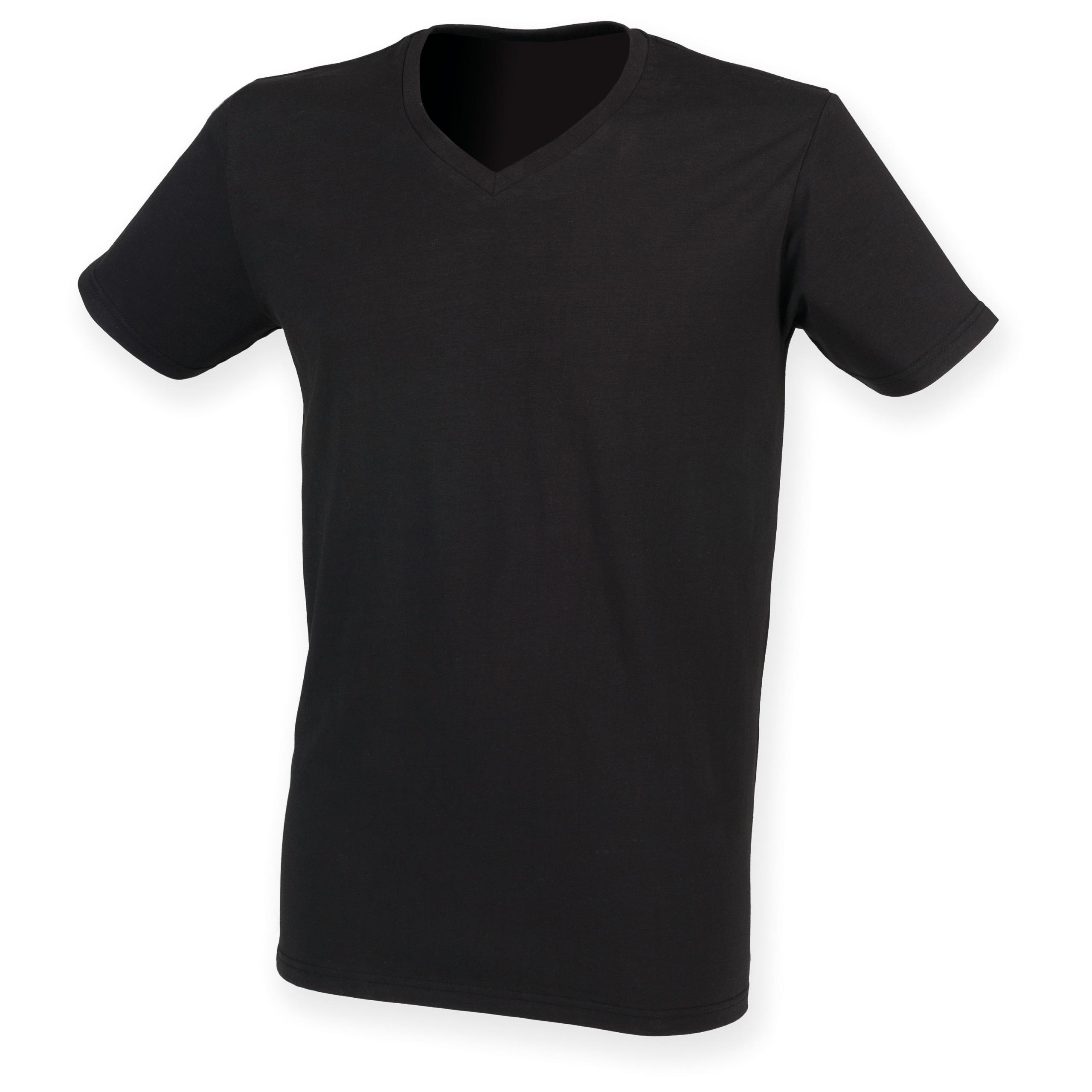 Skinni Fit - T-SHIRT HOMME COL V FEEL GOOD - Black - XXL