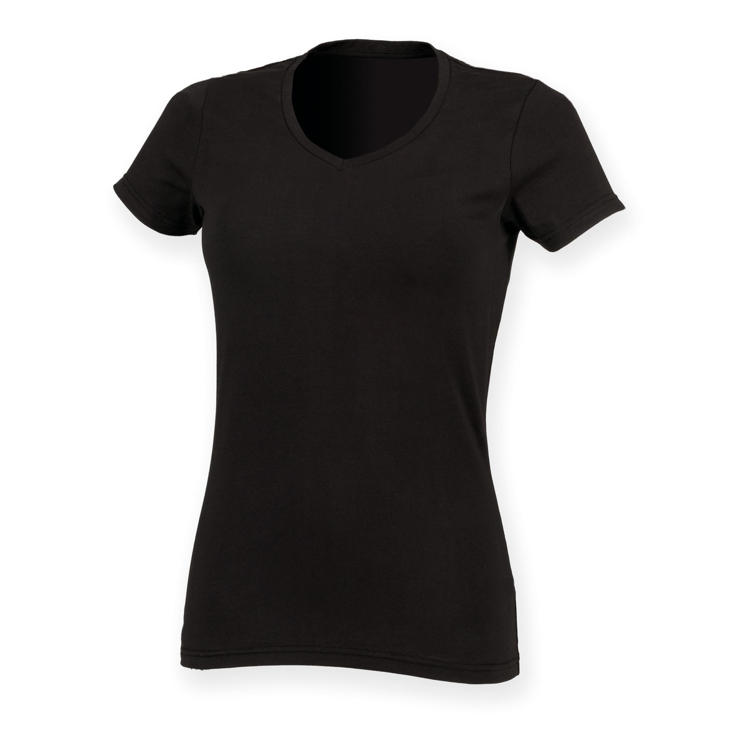 Skinni Fit - T-SHIRT FEMME COL V FEEL GOOD - Black - S