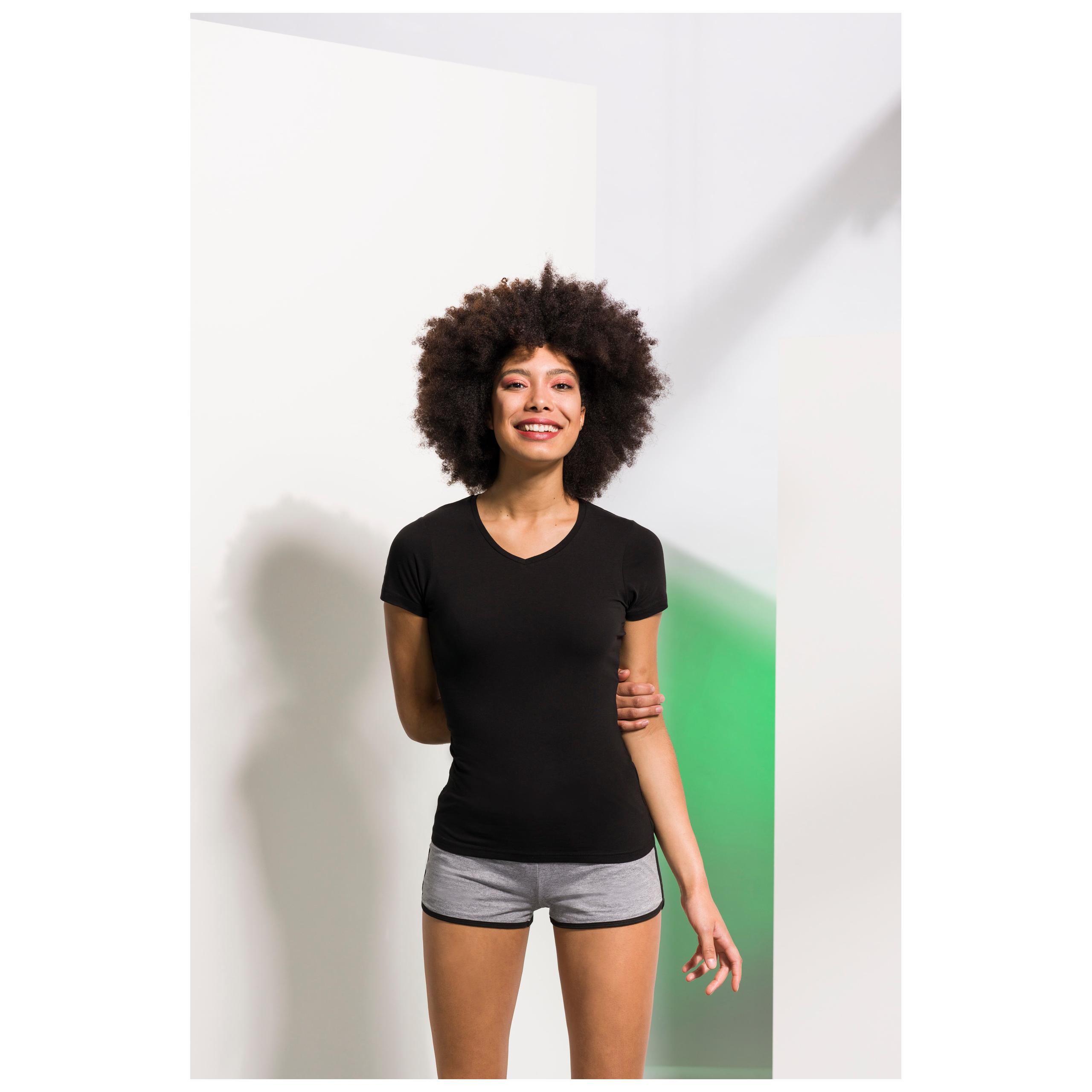 Skinni Fit - T-SHIRT FEMME COL V FEEL GOOD - Black - S