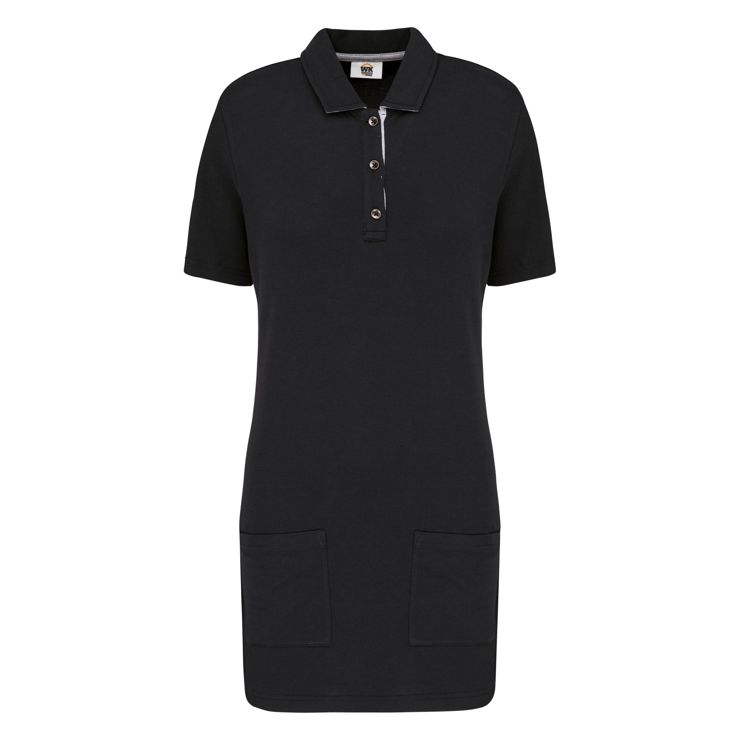 WK. Designed To Work - Polo long manches courtes femme - Black / Oxford Grey - XS