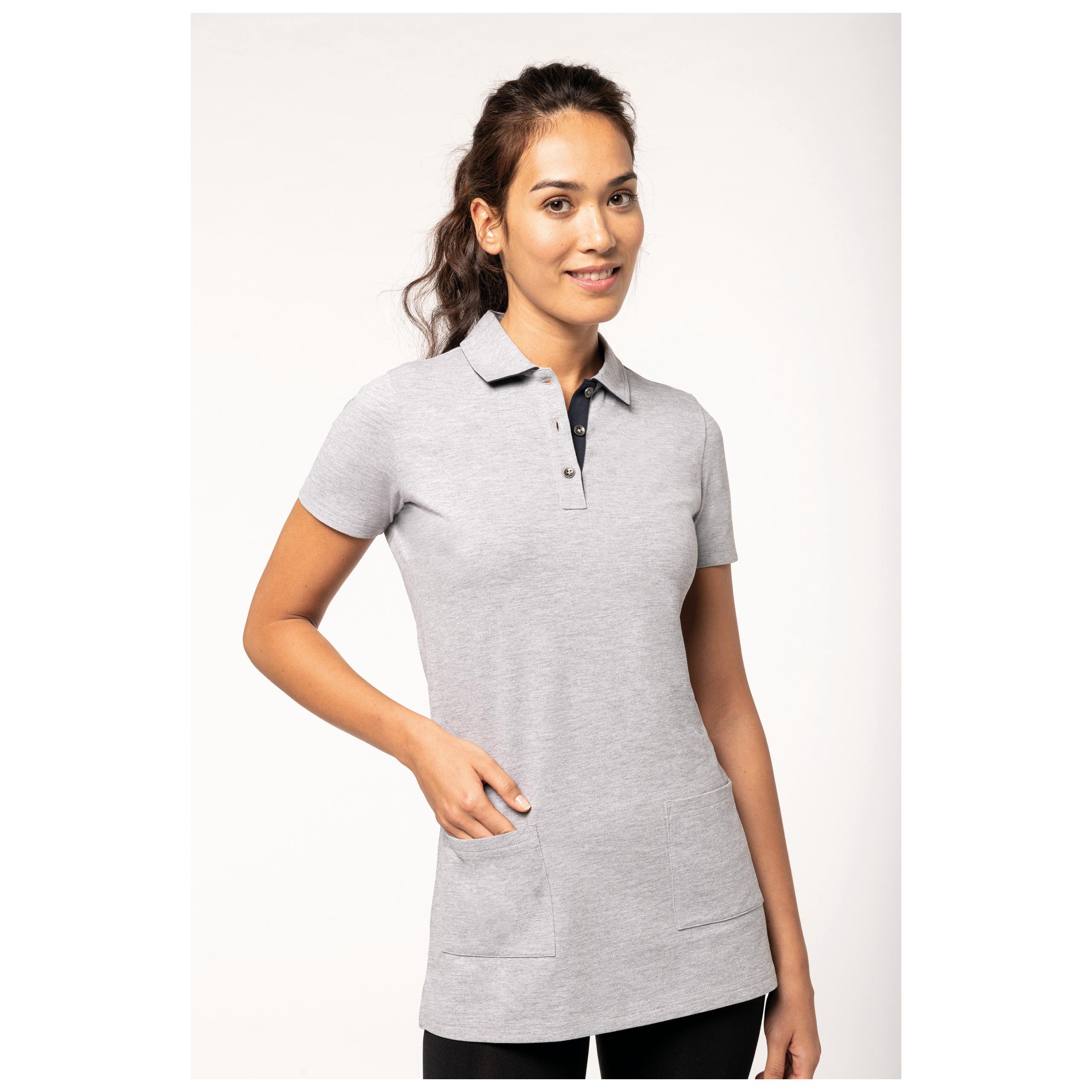 WK. Designed To Work - Polo long manches courtes femme - Black / Oxford Grey - XS