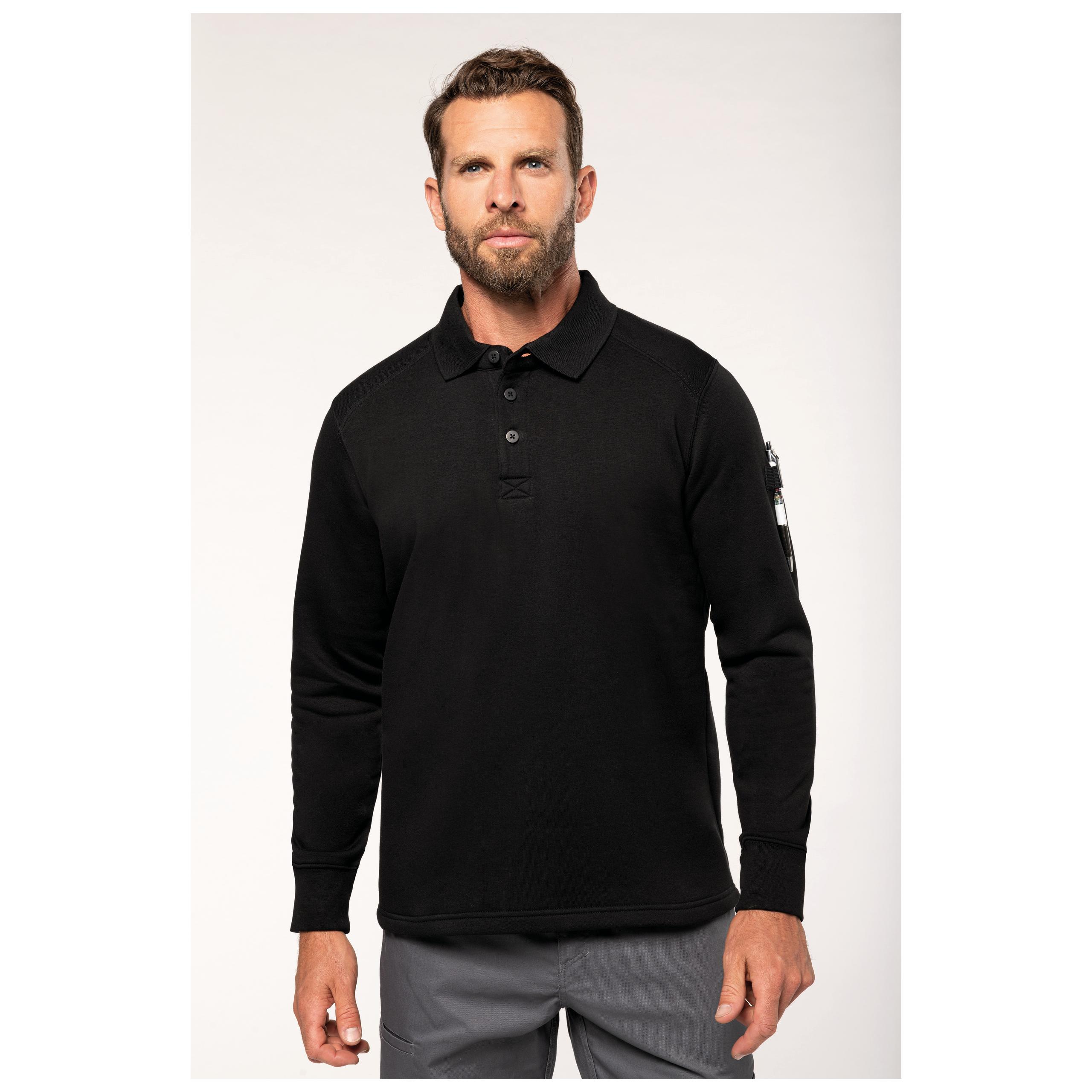 WK. Designed To Work - Sweat-shirt col polo - Black - 3XL