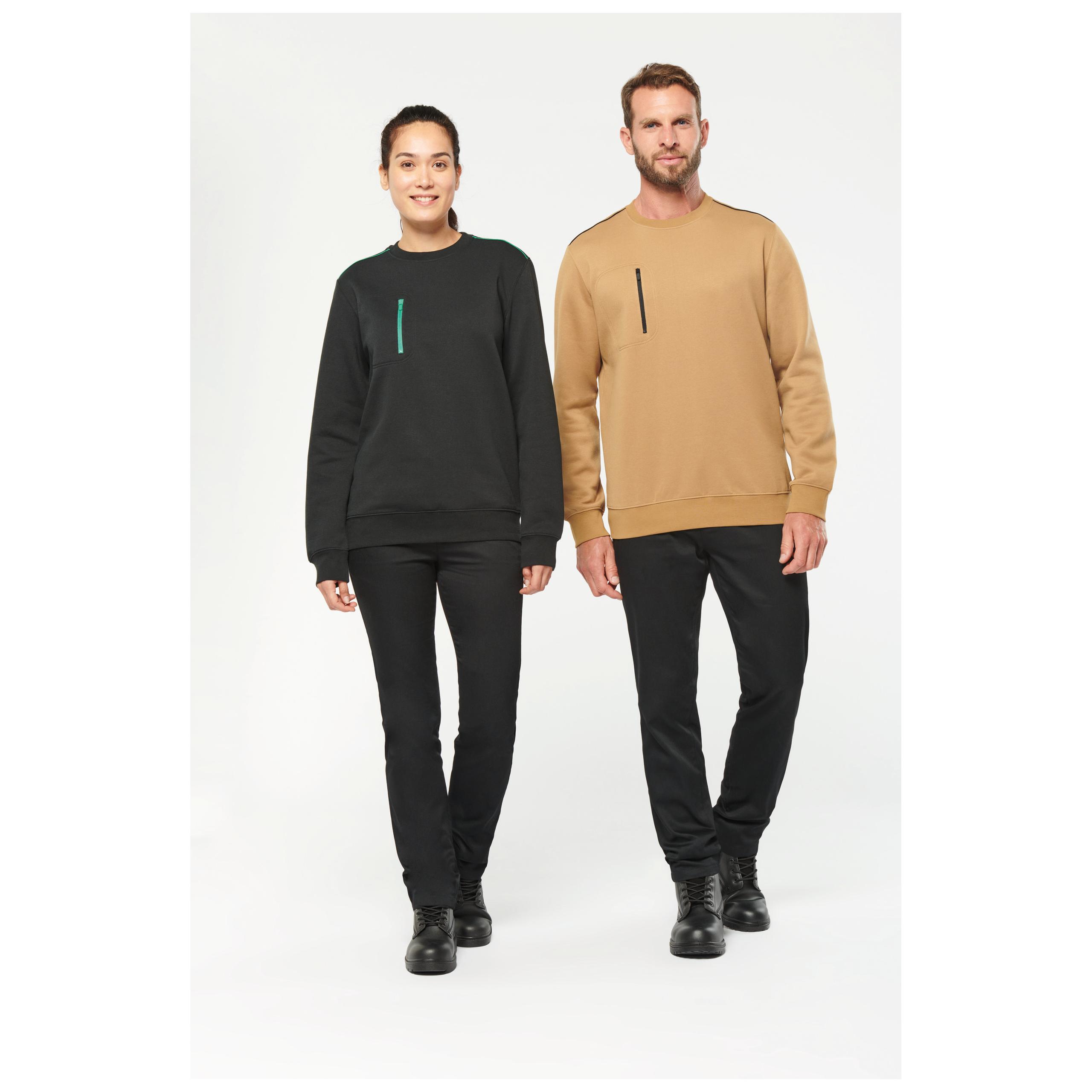 WK. Designed To Work - Sweat-shirt DayToDay poche contrasté unisexe - Black / Kelly Green - 3XL