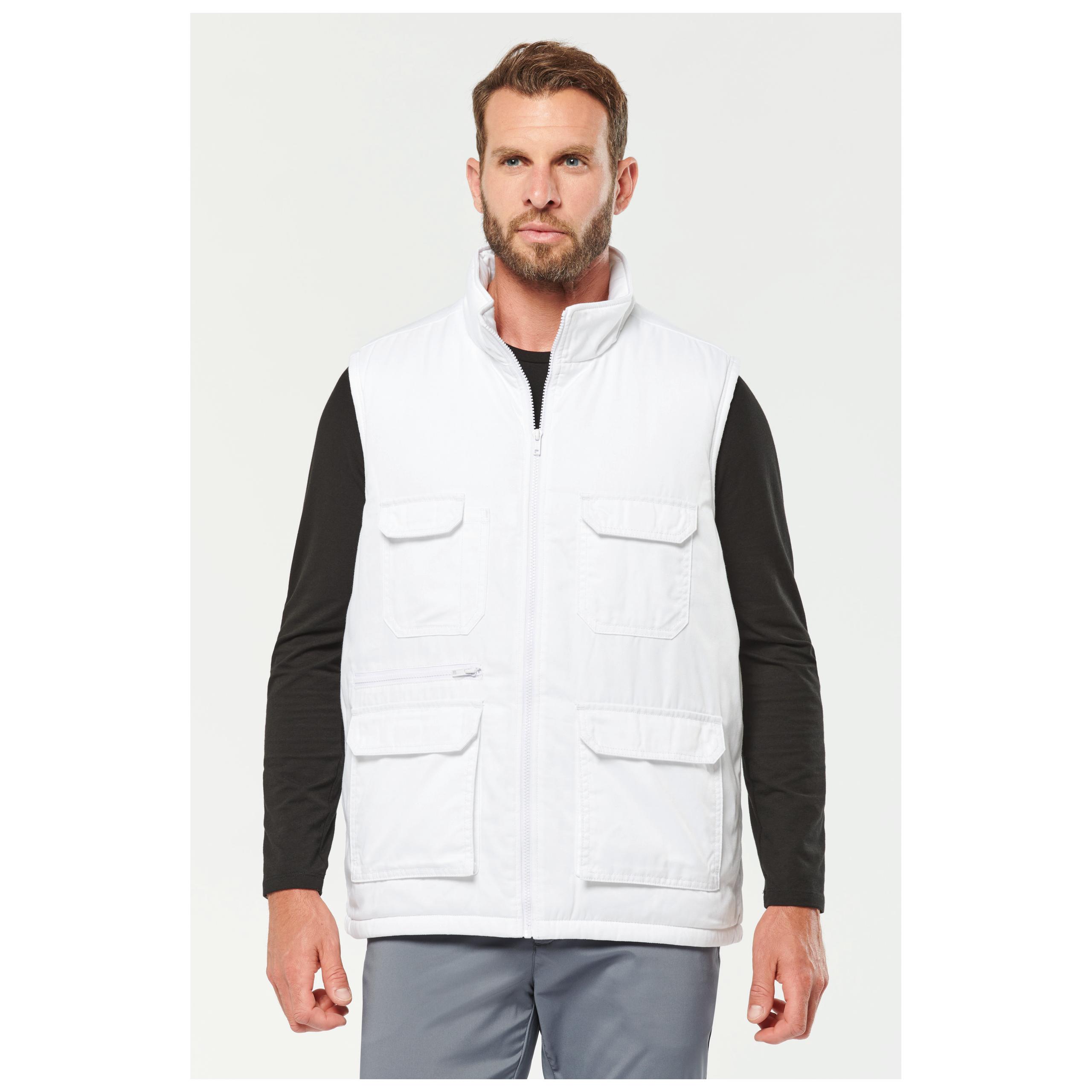 WK. Designed To Work - Gilet polycoton multipoches rembourré unisexe - Beige - XS