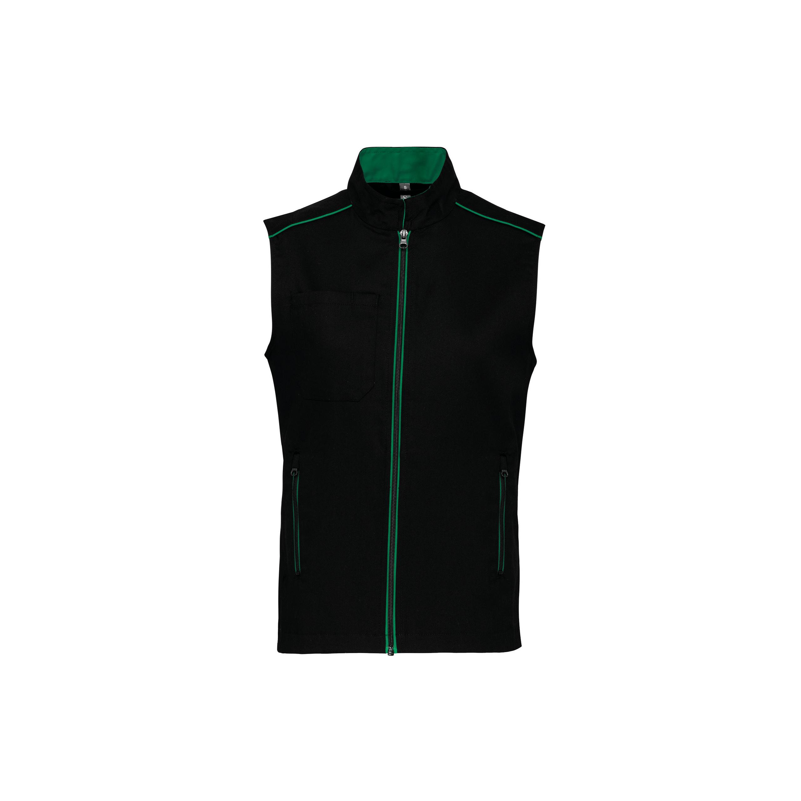 WK. Designed To Work - Gilet DayToDay homme - Black / Kelly Green - 3XL