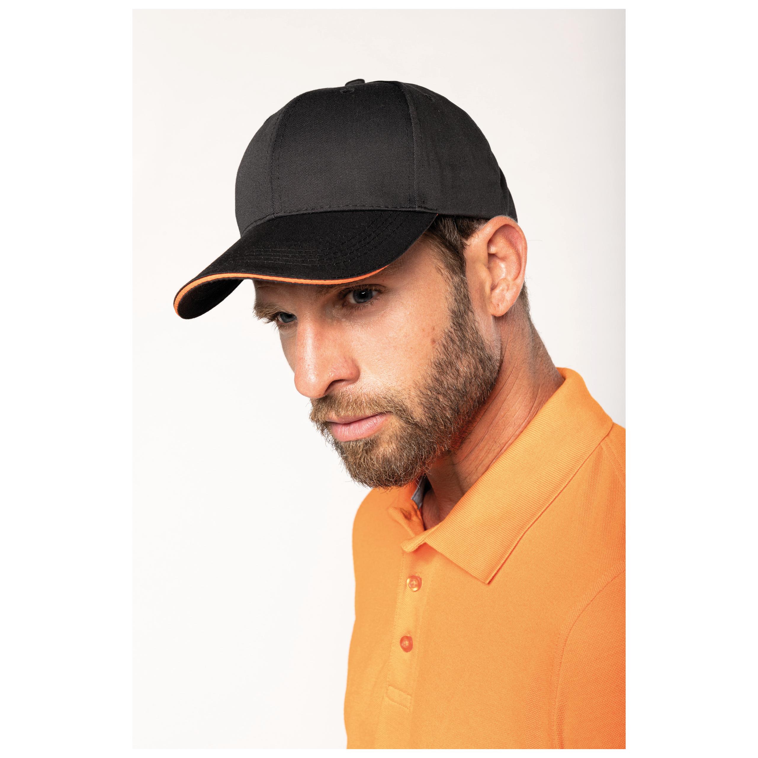 WK. Designed To Work - Casquette sandwich contrasté 6 panneaux Oeko-Tex - Black / Kelly Green - One Size