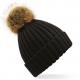 Beechfield - BONNET AVEC POMPON - Black - One Size