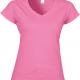 Gildan - T-SHIRT FEMME COL V SOFTSTYLE - Azalea - L