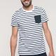 Kariban - T-shirt rayé marin avec poche manches courtes - White / Navy Stripes - S