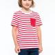 Kariban - T-shirt rayé marin avec poche manches courtes enfant - White / Navy Stripes - 4/6 ans