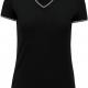 Kariban - T-shirt maille piquée col V femme - Black / Light Grey / White - XS