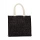 Kimood - Sac style cabas en toile de jute - modèle moyen - Black / Silver - One Size