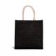 Kimood - Sac style cabas en toile de jute - grand modèle - Black / Silver - One Size