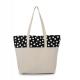 Kimood - Sac shopping motif pois - Black / White / Natural - One Size