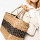 Native Spirit - Sac panier en jonc de mer - Striped Seagrass Black / Black Night - One Size