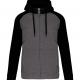 PROACT® - Veste molleton zippée capuche bicolore unisexe - Grey Heather / Black - XS