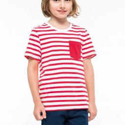 White / Navy Stripes - 4/6 ans